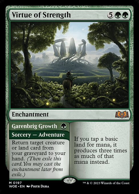 Virtue of Strength // Garenbrig Growth — WOE #197 — Non-Foil